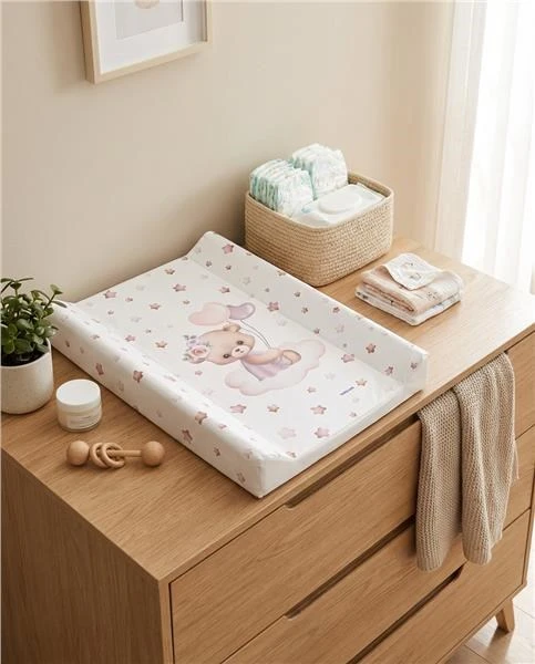 Baby Mix Bear persirengimo kilimėlis su standikliu, 47x70 cm, rožinis
