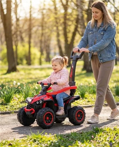 Baby Mix Mega vaikų paspirtukas su kreipiančiąja rankena, raudonas
