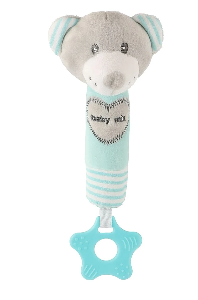 Baby Mix meškiukas Mint švilpiantis pliušinis žaislas su kramtuku