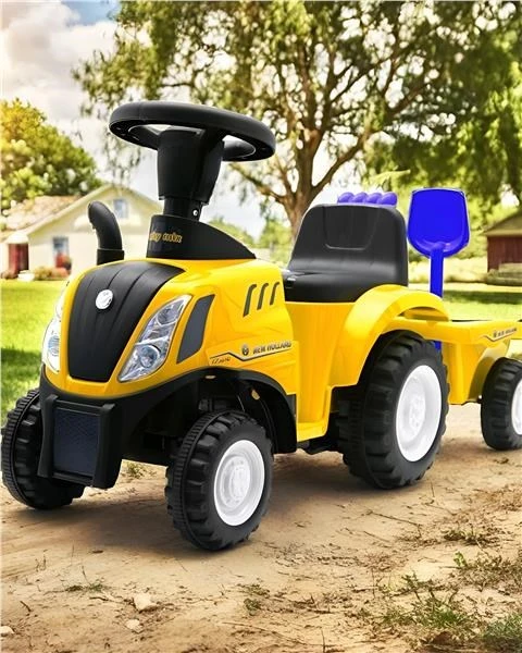 Baby Mix New Holland geltonasis traktorius su priedais ir įrankiais