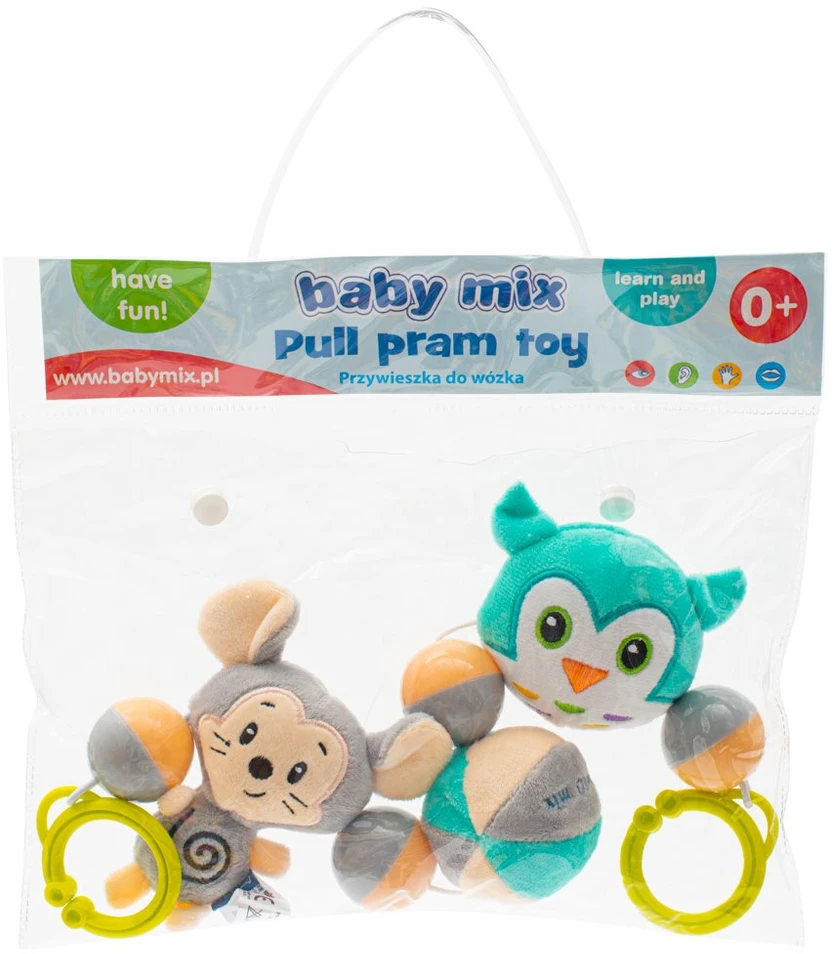 Baby Mix pliušinis pelės ir pelėdos vežimėlio barškutis