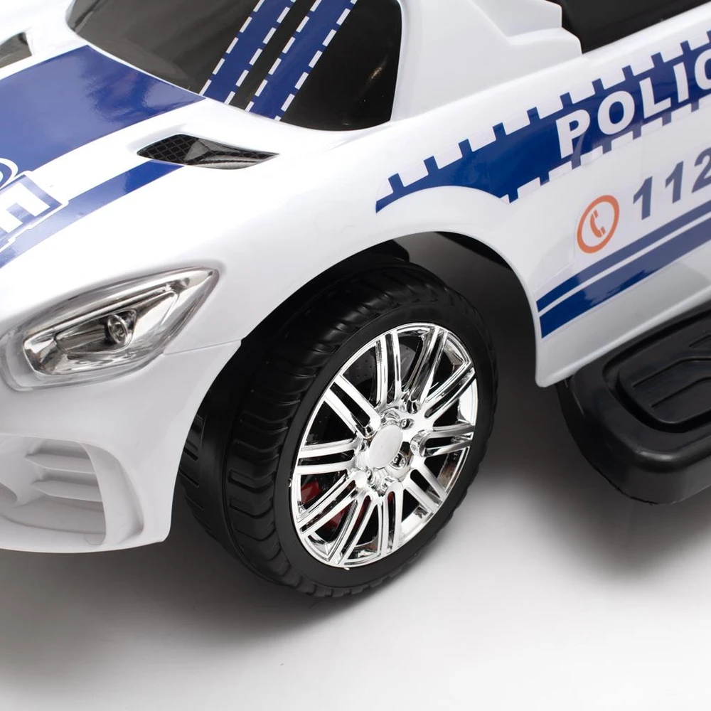 Baby Mix POLICE baltas kūdikio šokliukas su garsais ir atrama