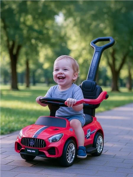 Baby Mix RACER Raudona – vaikiškas šokinukas su garsais ir atrama rankoms