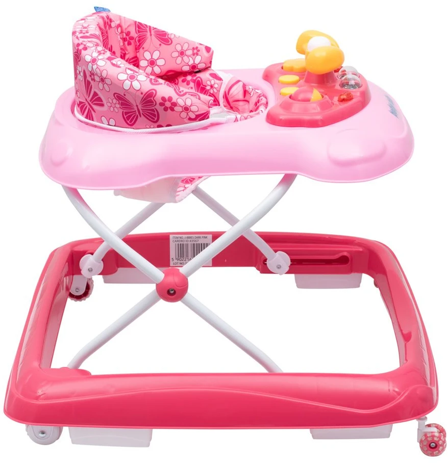 Baby Mix vaikštynė su vairu ir rožiniais silikoniniais ratukais