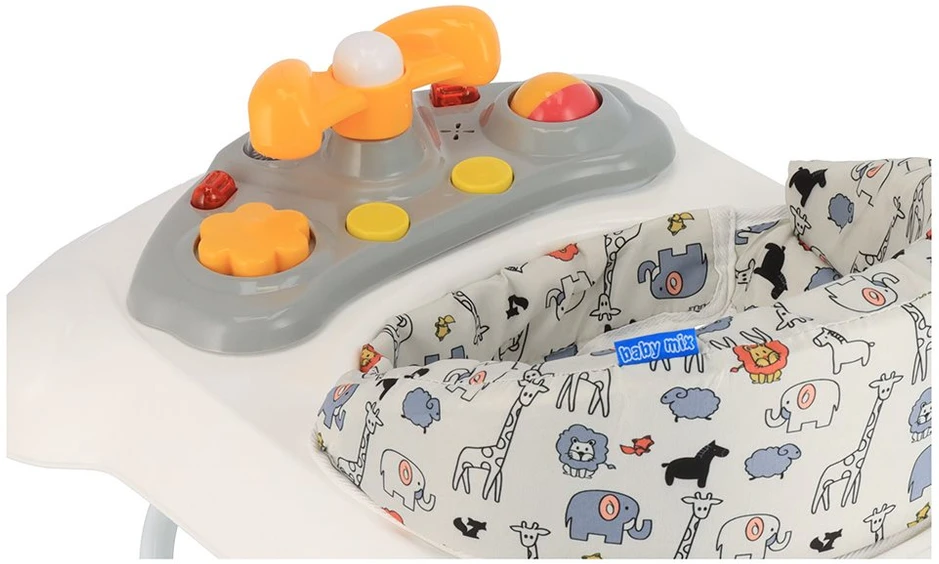 Baby Mix vaikštynė su vairu ir silikoniniais cappuccino spalvos ratukais
