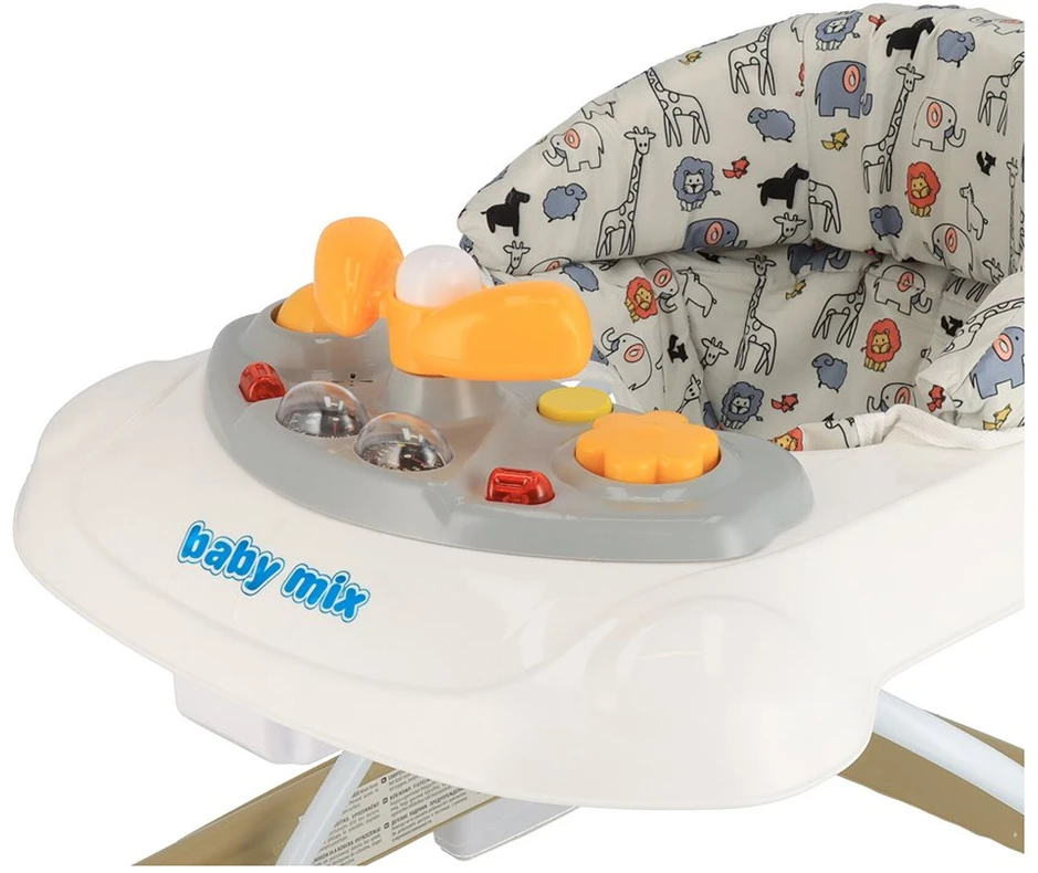 Baby Mix vaikštynė su vairu ir silikoniniais cappuccino spalvos ratukais