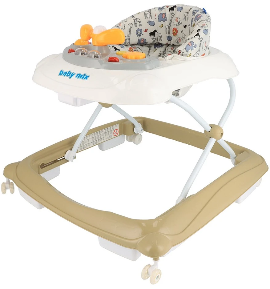 Baby Mix vaikštynė su vairu ir silikoniniais cappuccino spalvos ratukais