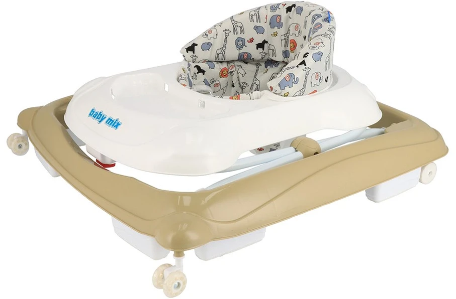 Baby Mix vaikštynė su vairu ir silikoniniais cappuccino spalvos ratukais