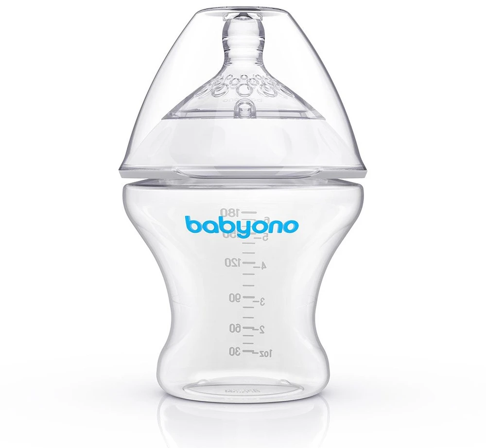 BabyOno Dieglių nesukeliantis buteliukas NATURAL NURSING 180 ml