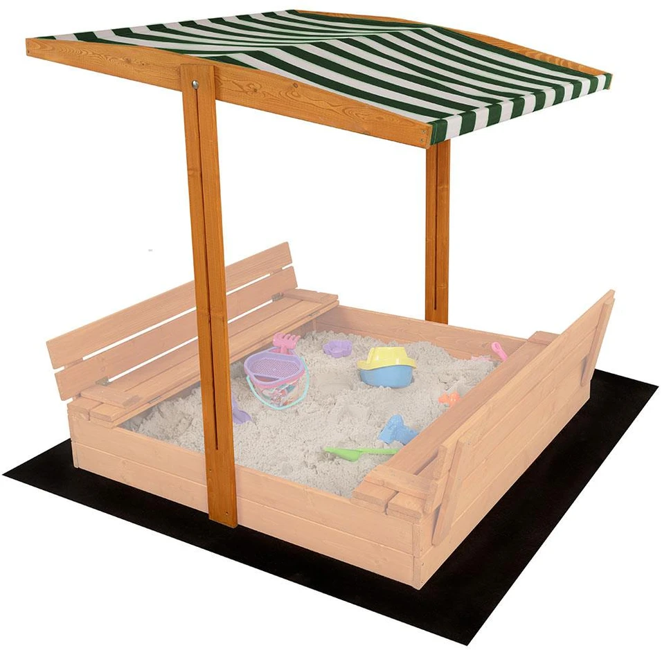 Baldakimas vaikų medinei smėlio dėžei Baby Mix 120x120 cm žaliai balta