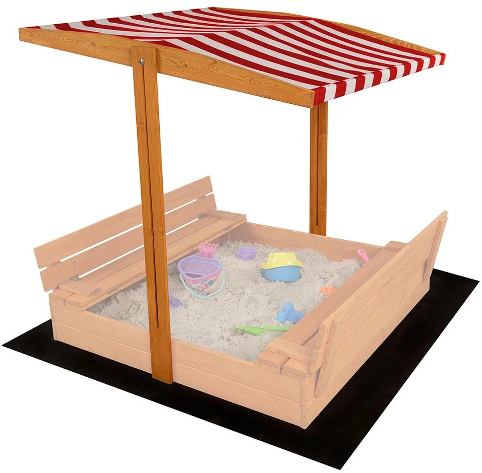 Baldakimas vaikų medinei smėlio dėžei Baby Mix 120x120 cm raudonas ir baltas