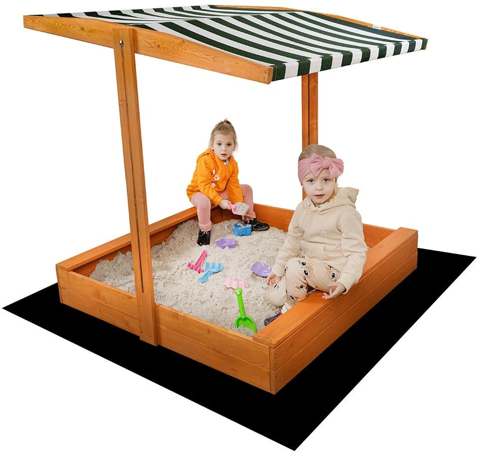 Baldakimas vaikų medinei smėlio dėžei Baby Mix 120x120 cm žaliai balta