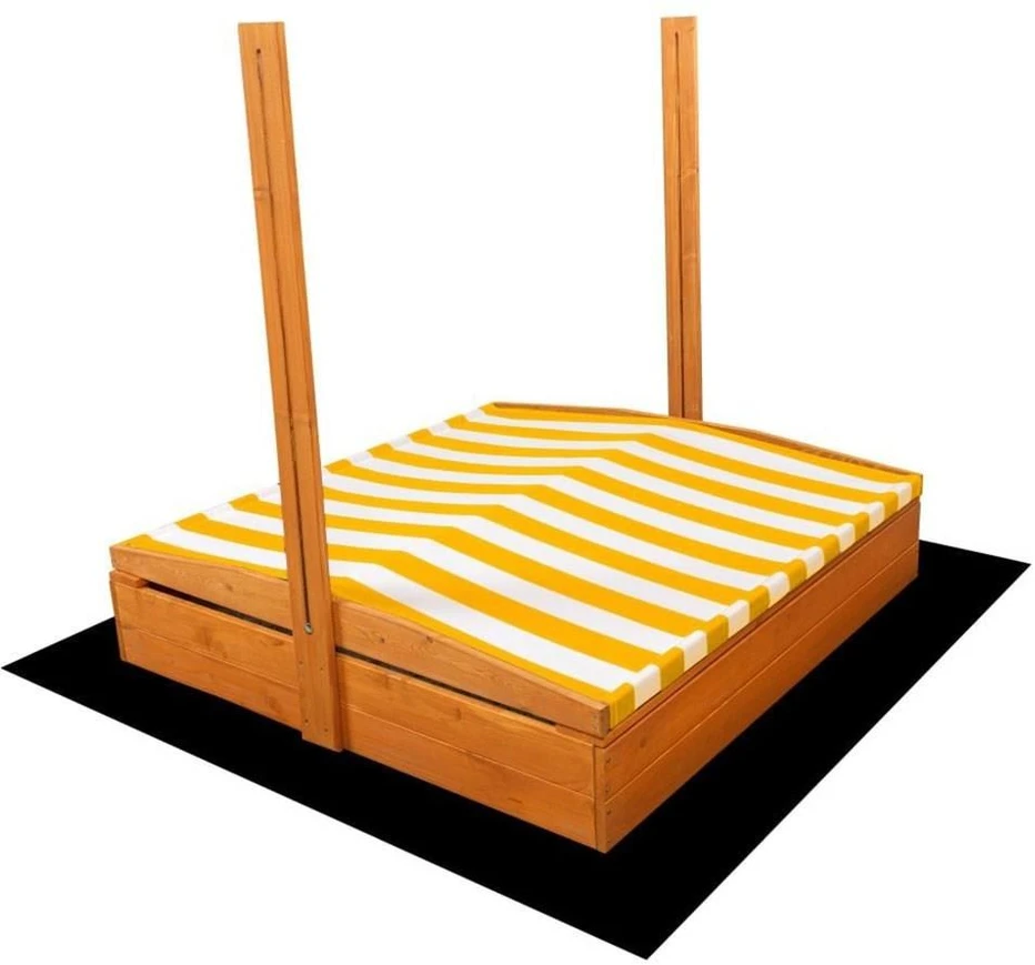 Baldakimas vaikų medinei smėlio dėžei Baby Mix 120x120 cm geltonas ir baltas