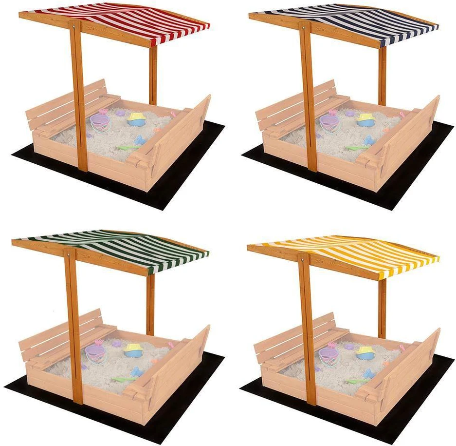 Baldakimas vaikų medinei smėlio dėžei Baby Mix 120x120 cm raudonas ir baltas