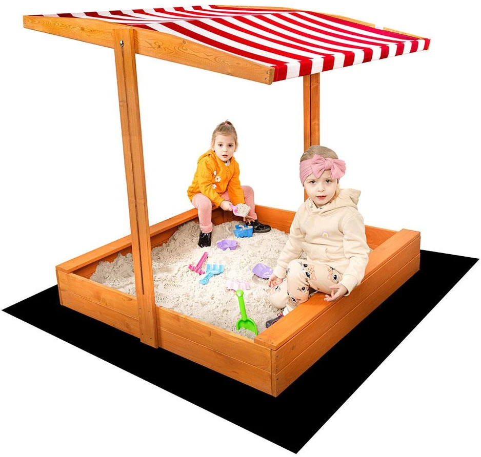 Baldakimas vaikų medinei smėlio dėžei Baby Mix 120x120 cm raudonas ir baltas