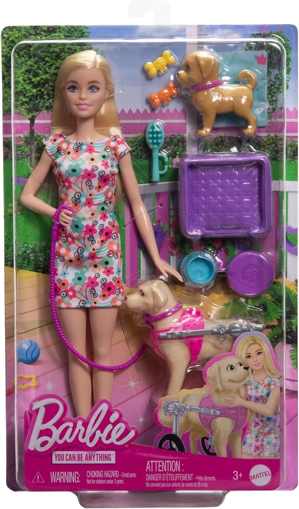 Lėlė Barbie HTK37 Walk and Wheel Pet Playset