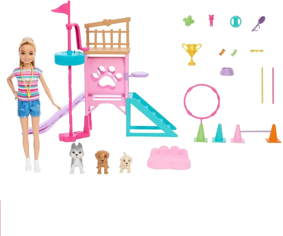 Lėlė Barbie and Stacie Puppy Obstacle Course HRM10 Mattel