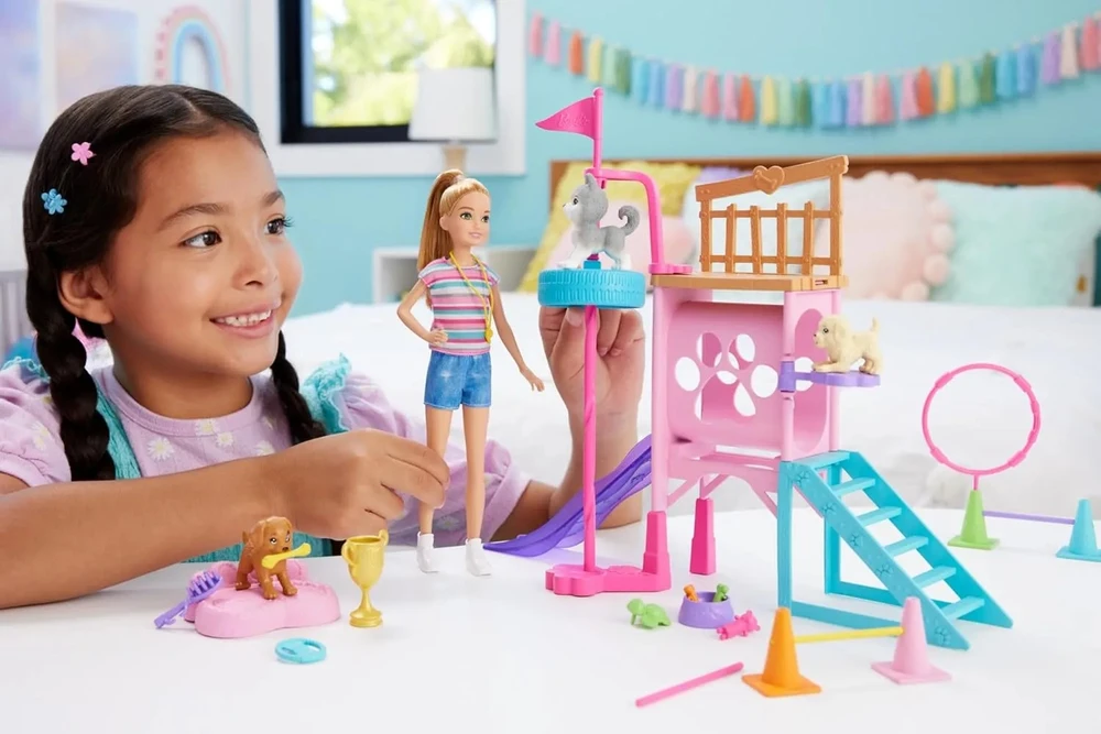 Lėlė Barbie and Stacie Puppy Obstacle Course HRM10 Mattel