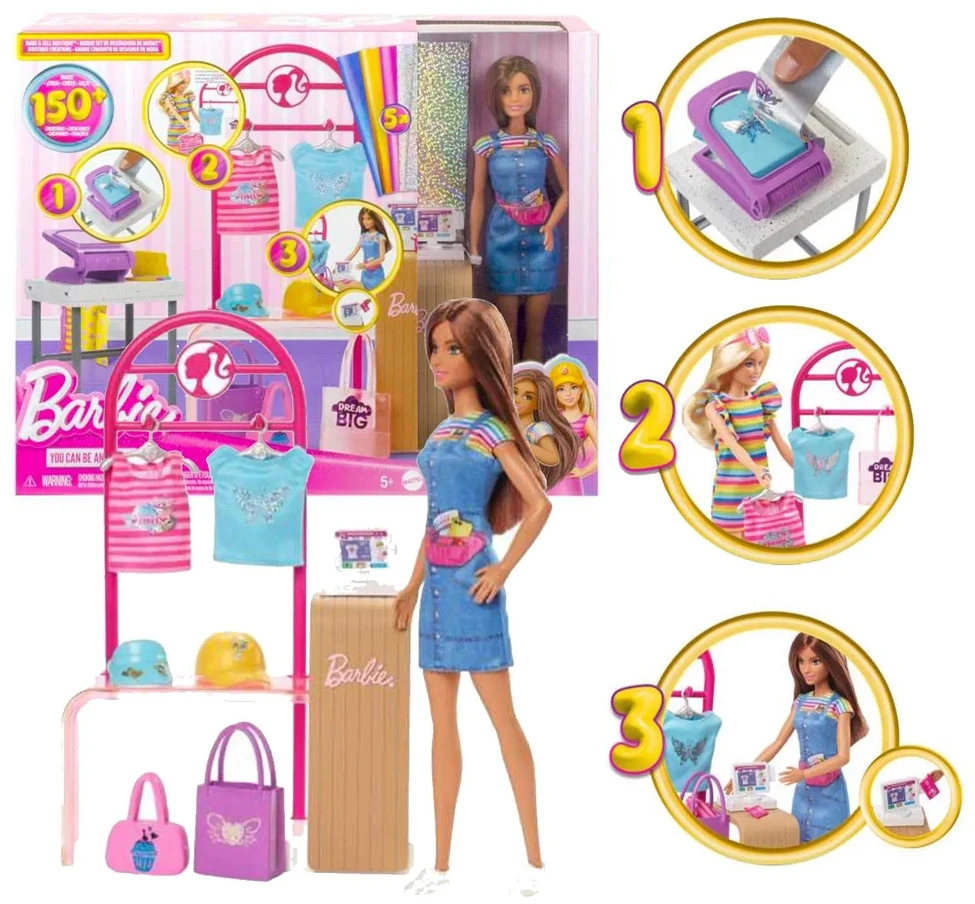 Barbie Barbės butiko rinkinys su lėle ir aksesuarais HKT78