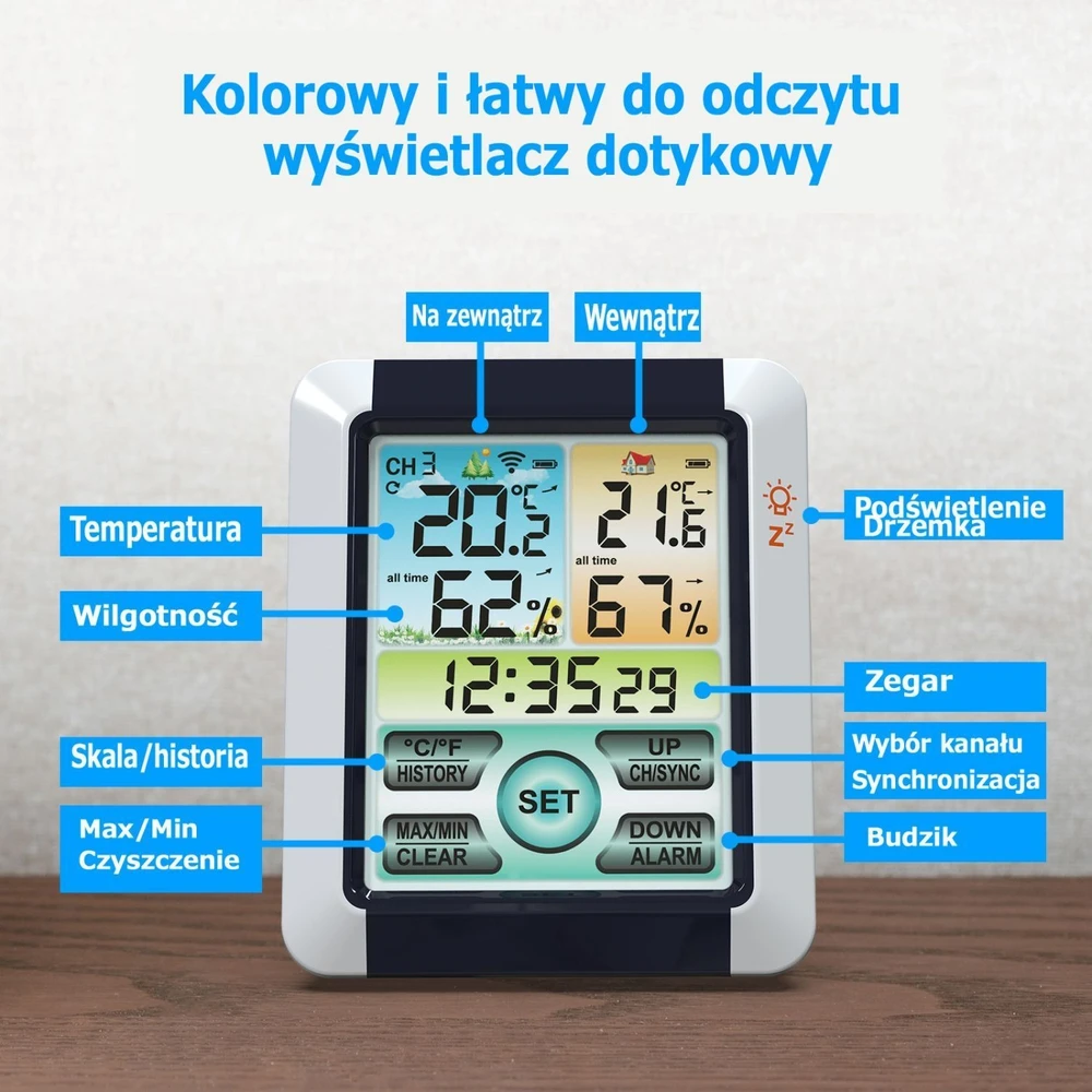 Bauerkraft Belaidė oro stoties termometras, drėgmėmačiu, laikrodis su žadintuvu