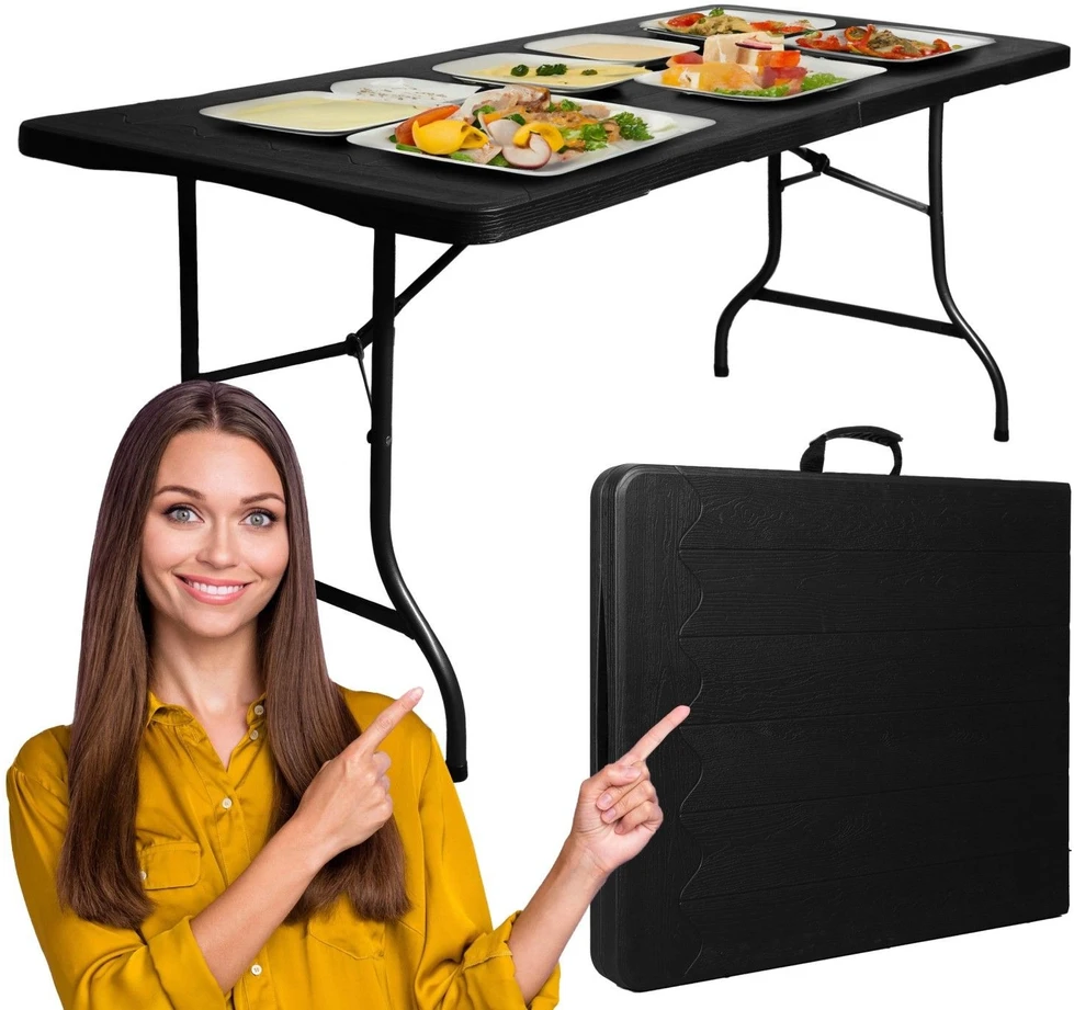 Bauerkraft Didelis sulankstomas sodo banketinis maitinimo stalas medinis lagaminas 180 cm