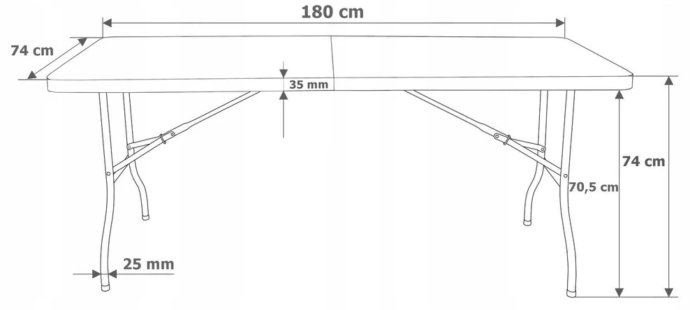 Bauerkraft Didelis sulankstomas sodo banketinis maitinimo stalas rotango lagaminas 180 cm juodas
