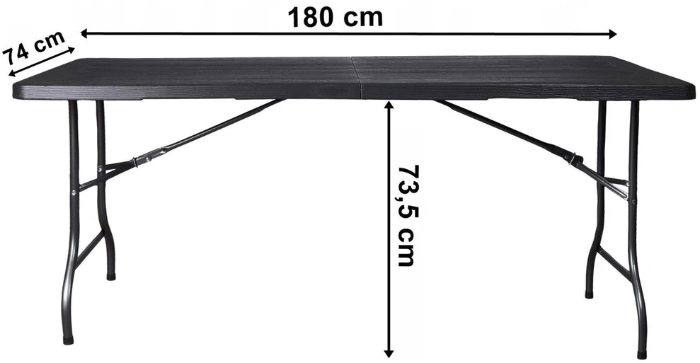 Bauerkraft Didelis sulankstomas sodo banketinis maitinimo stalas medinis lagaminas 180 cm