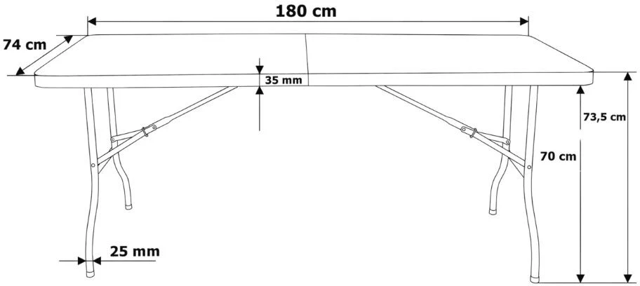 Bauerkraft Didelis sulankstomas sodo banketinis catering stalas 180 cm juodas