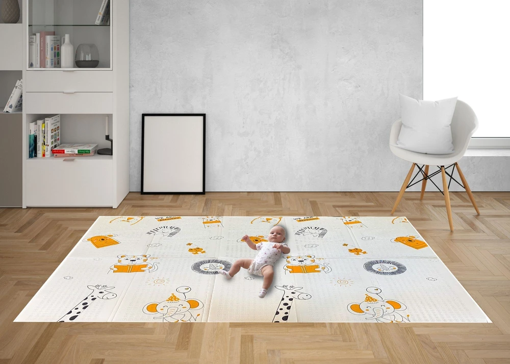 Bauerkraft Dvipusis sulankstomas spalvingas lavinamasis putplasčio vaikiškas kilimėlis 180x200 cm – gyvūnėliai
