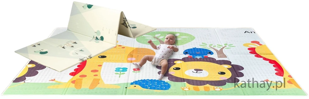 Bauerkraft Dvipusis sulankstomas spalvingas lavinamasis putplasčio vaikiškas kilimėlis 180x200 cm – safari