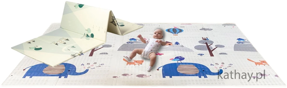 Bauerkraft Dvipusis sulankstomas spalvingas lavinamasis putplasčio vaikiškas kilimėlis 180x200 cm – drambliukas