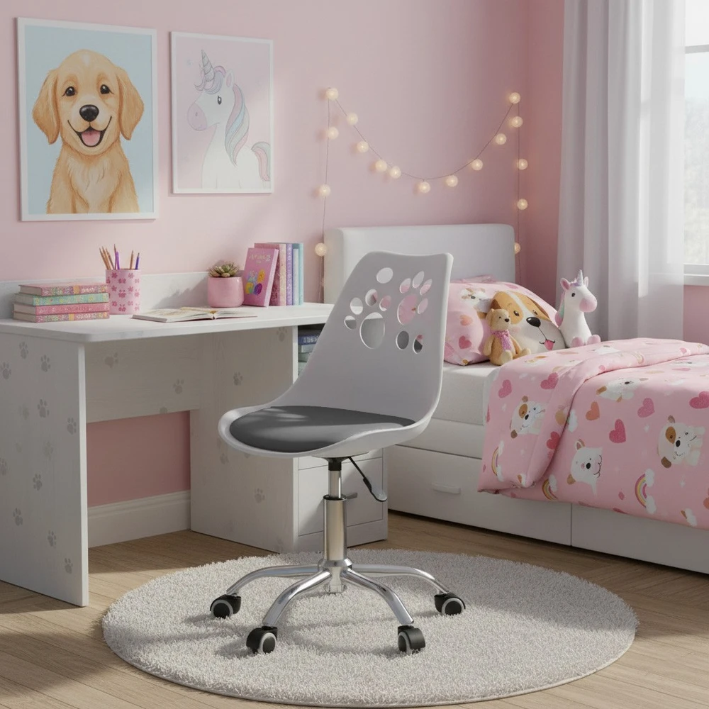 Bauerkraft Ergonomiška pasukama biuro kėdė vaikams balta-pilka