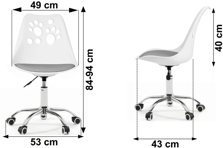Bauerkraft Ergonomiška pasukama biuro kėdė vaikams balta-pilka