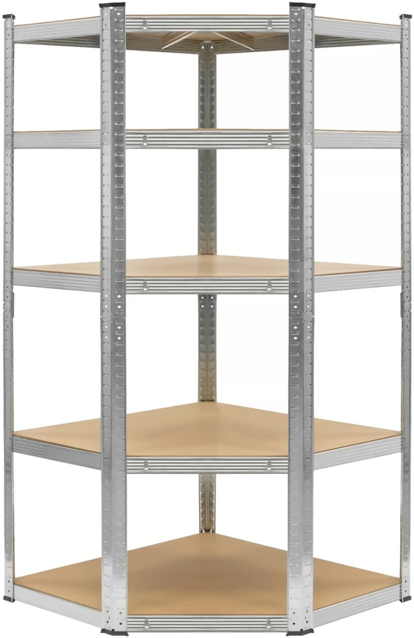 Bauerkraft Kampinė metalinė sandėlio lentyna, sidabrinė, 5 lentynos, 2in1, 180x90x90x40 cm
