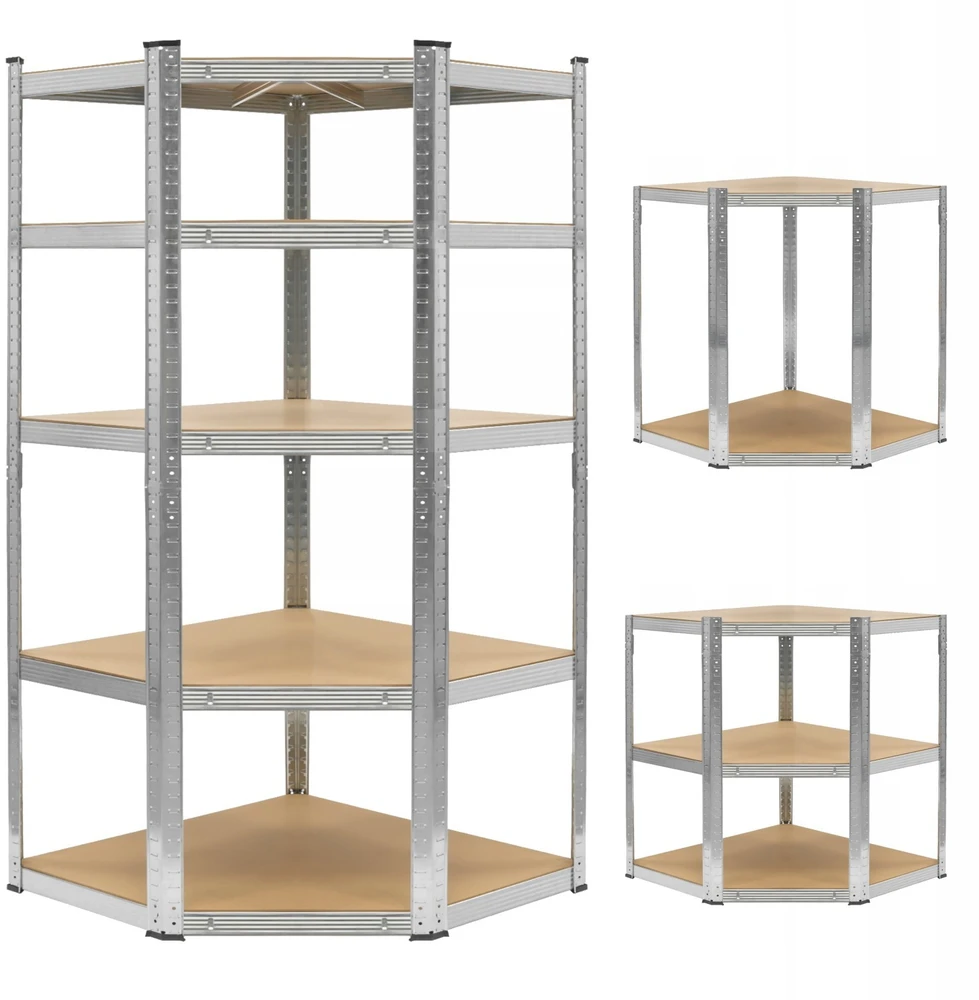 Bauerkraft Kampinė metalinė sandėlio lentyna, sidabrinė, 5 lentynos, 2in1, 180x90x90x40 cm