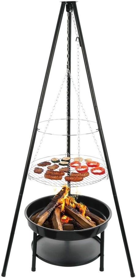 Bauerkraft Lauko trikojis didelis pakabinamas 2in1 laužavietės grilis