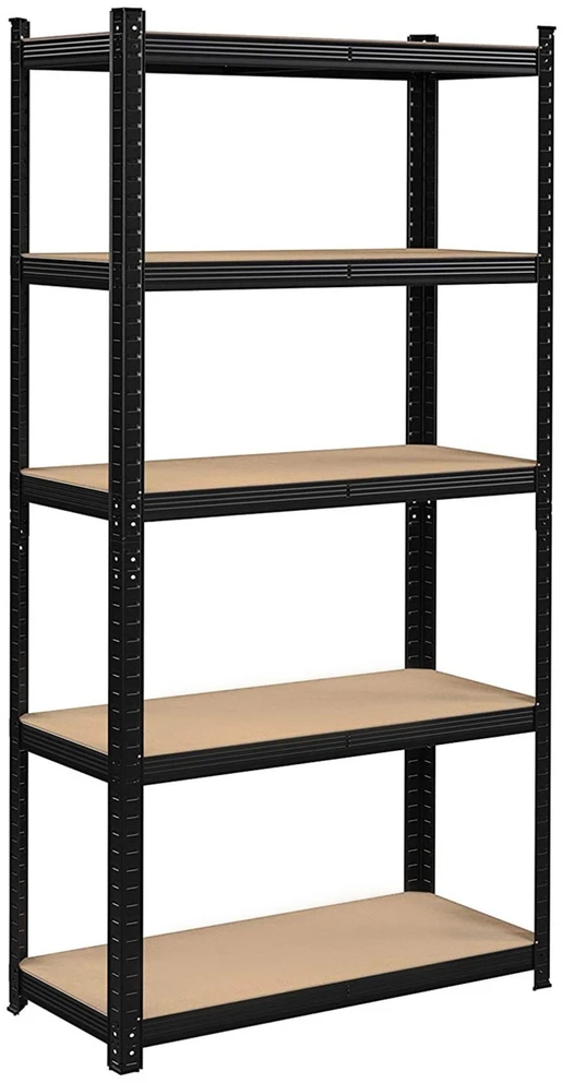 Bauerkraft Metalinė juoda sandėlio lentyna 2in1 su 5 šviesiomis lentynomis 150x75x30 cm