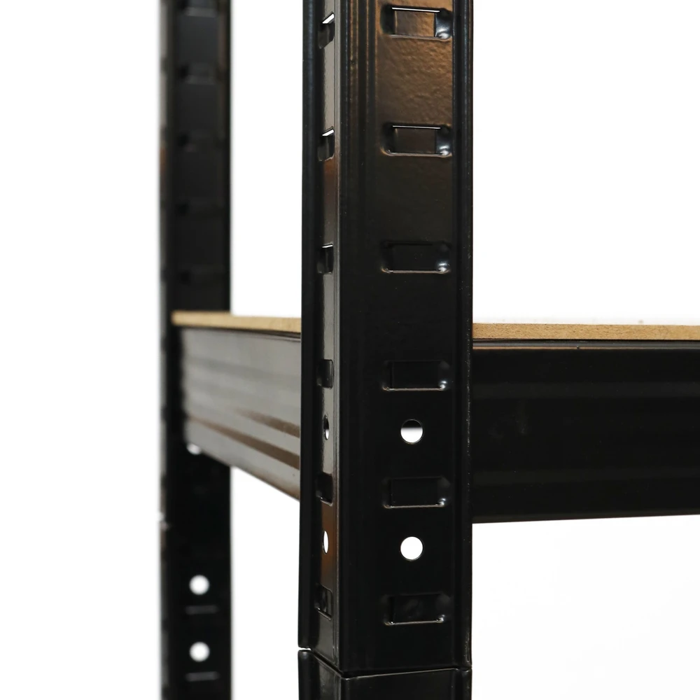 Bauerkraft Metalinė juoda sandėlio lentyna 2in1 su 5 šviesiomis lentynomis 150x75x30 cm