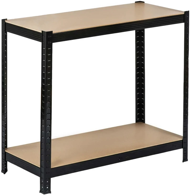 Bauerkraft Metalinė juoda sandėlio lentyna 2in1 su 5 šviesiomis lentynomis 150x75x30 cm