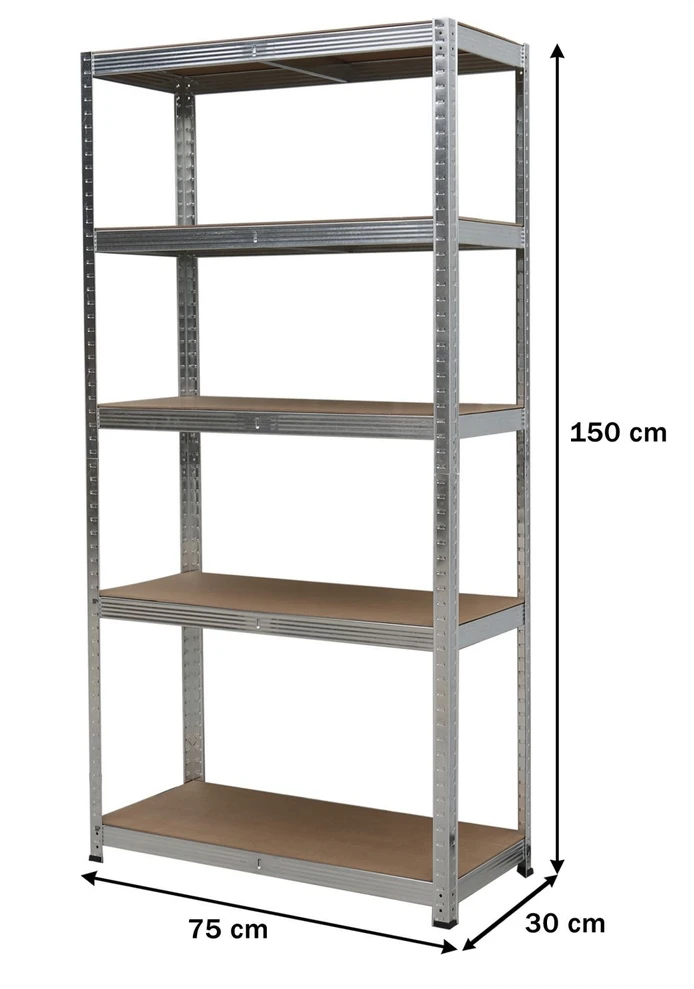 Bauerkraft Metalinė sandėlio lentyna 2in1, 5 lentynos, 150x75x30 cm