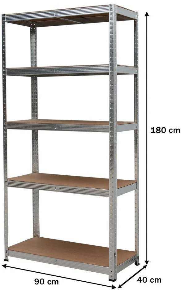 Bauerkraft Metalinė sandėlio lentyna 2in1, 5 lentynos, 180x90x40 cm