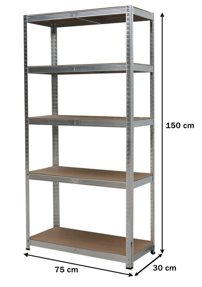 Bauerkraft Metalinė sandėlio lentyna 2in1, 5 lentynos, 150x75x30 cm