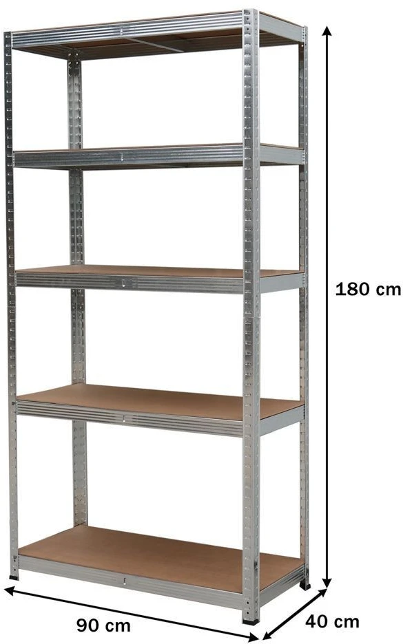 Bauerkraft Metalinė sandėlio lentyna 2in1, 5 lentynos, 180x90x40 cm