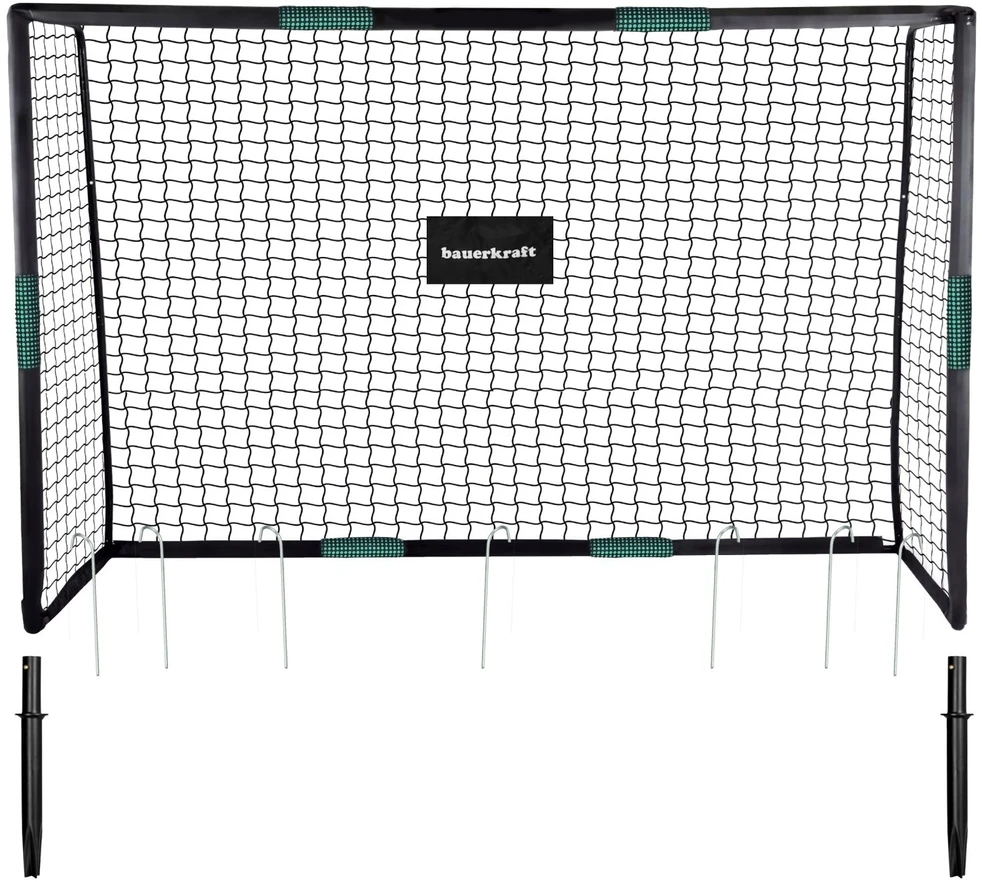 Bauerkraft Metaliniai futbolo vartai su treniruočių tinkleliu žaidimui futbolu 180x120x60 cm juodos ir žalios spalvos