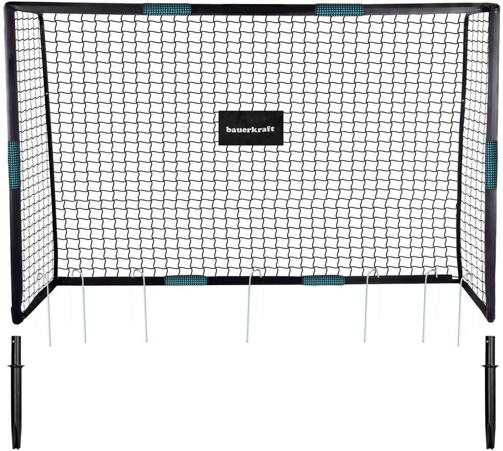 Bauerkraft Metaliniai futbolo vartai su treniruočių tinklu žaidimui 180x120x60 cm juodos ir mėlynos spalvos
