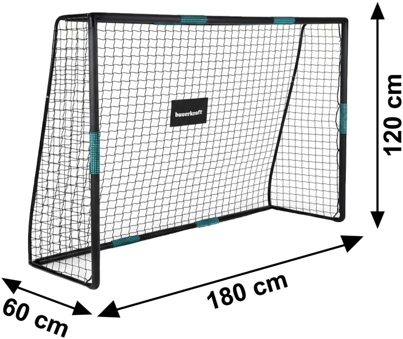 Bauerkraft Metaliniai futbolo vartai su treniruočių tinklu žaidimui 180x120x60 cm juodos ir mėlynos spalvos