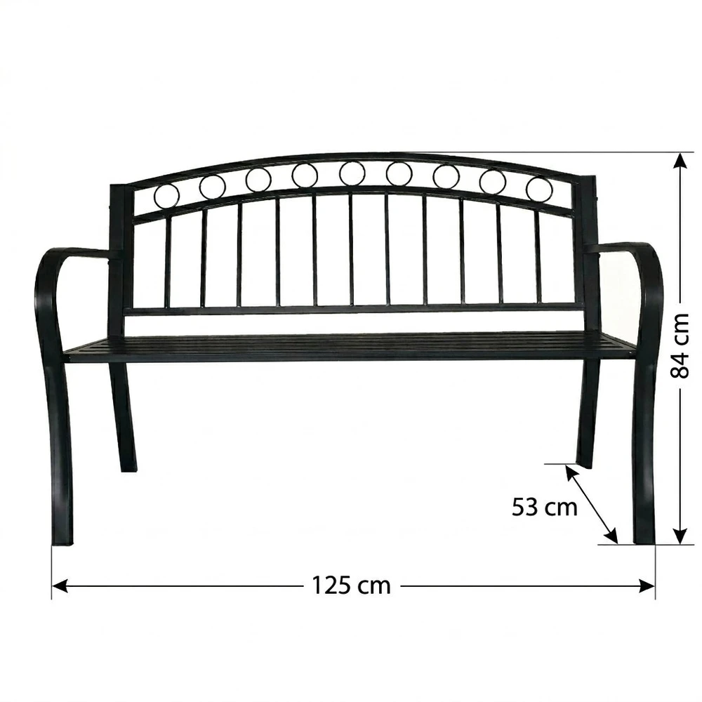 Bauerkraft Metalinis sodo suolas 125 cm juodos spalvos