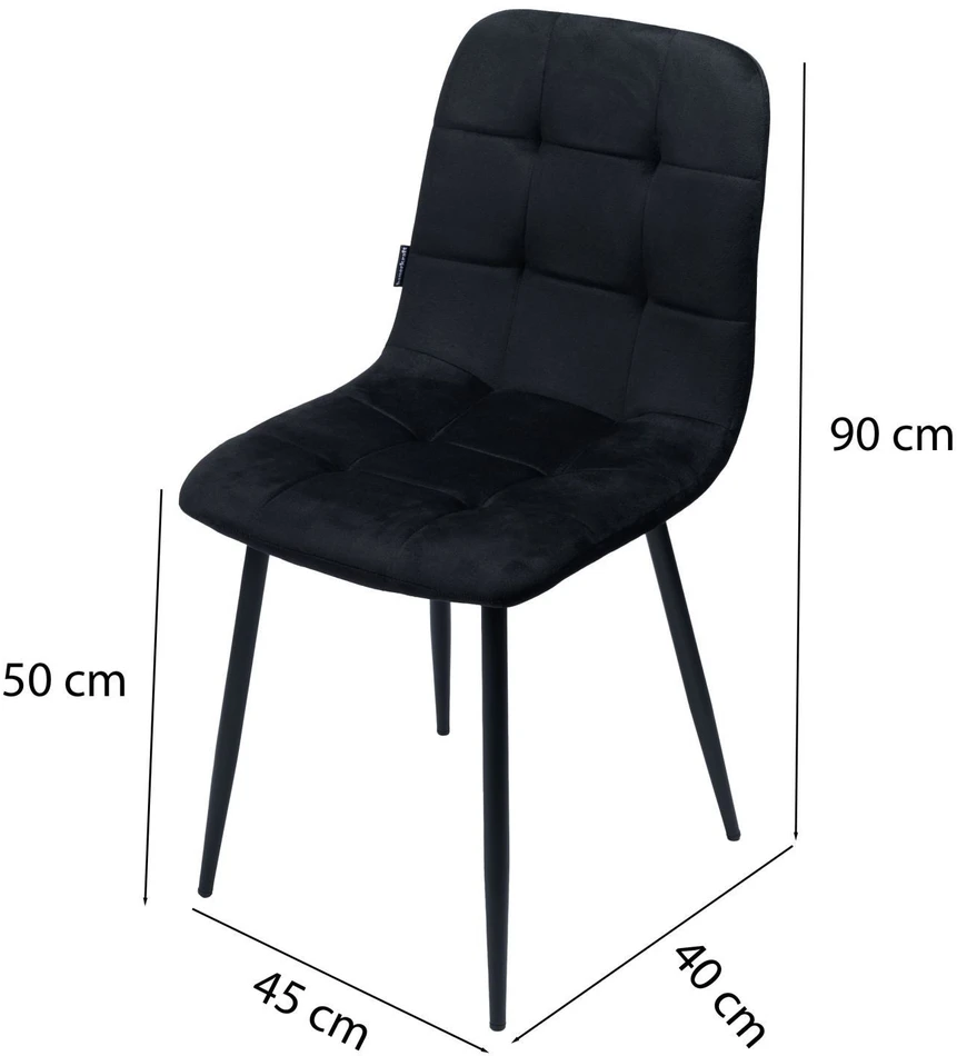Bauerkraft Minkšta aksominė kėdė svetainei, valgomajam, aksominė palėpė juoda Bauerkra