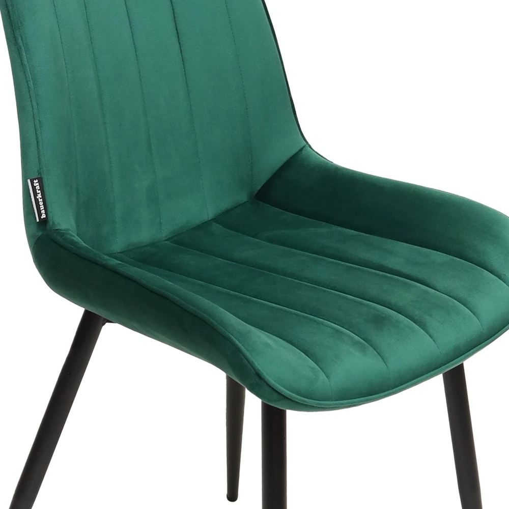 Bauerkraft Minkšta aksominė kėdė svetainei ir valgomajam velvet loft butelių žalia