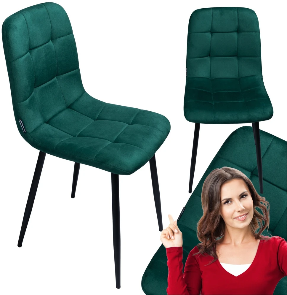 Bauerkraft Minkšta aksominė kėdė svetainei, valgomajam, aksominė velvet loft butelių žalia